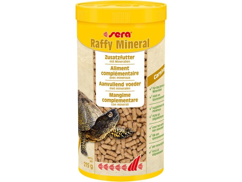sera Ergänzungsfutter Raffy Mineral, 1000 ml, 215g Ergänzungsfuttermittel für alle Wasserschildkröten, carnivore Reptilien