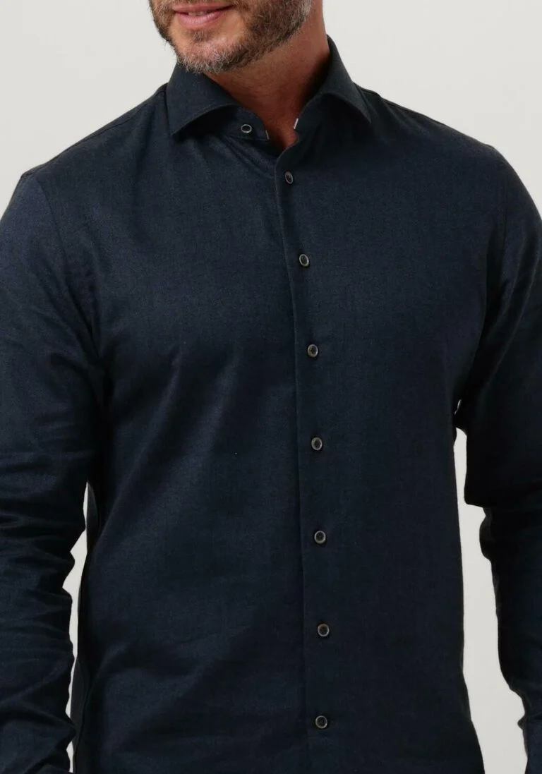 PROFUOMO blauwe profuomo casual overhemd twill brush