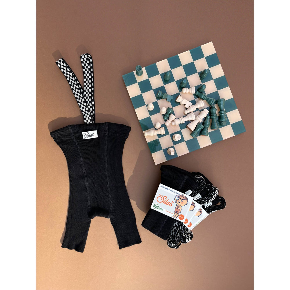 Køb Silly Silas Classic Black Checked Shorty Tights Med Seler