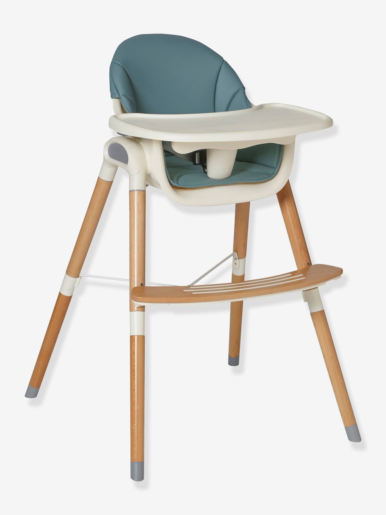 Cadeira alta evolutiva Vertbaudet High & Low cinza médio liso 2 alturas