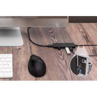 Hub USB 3.0, 4 ports, Slim Line, noir