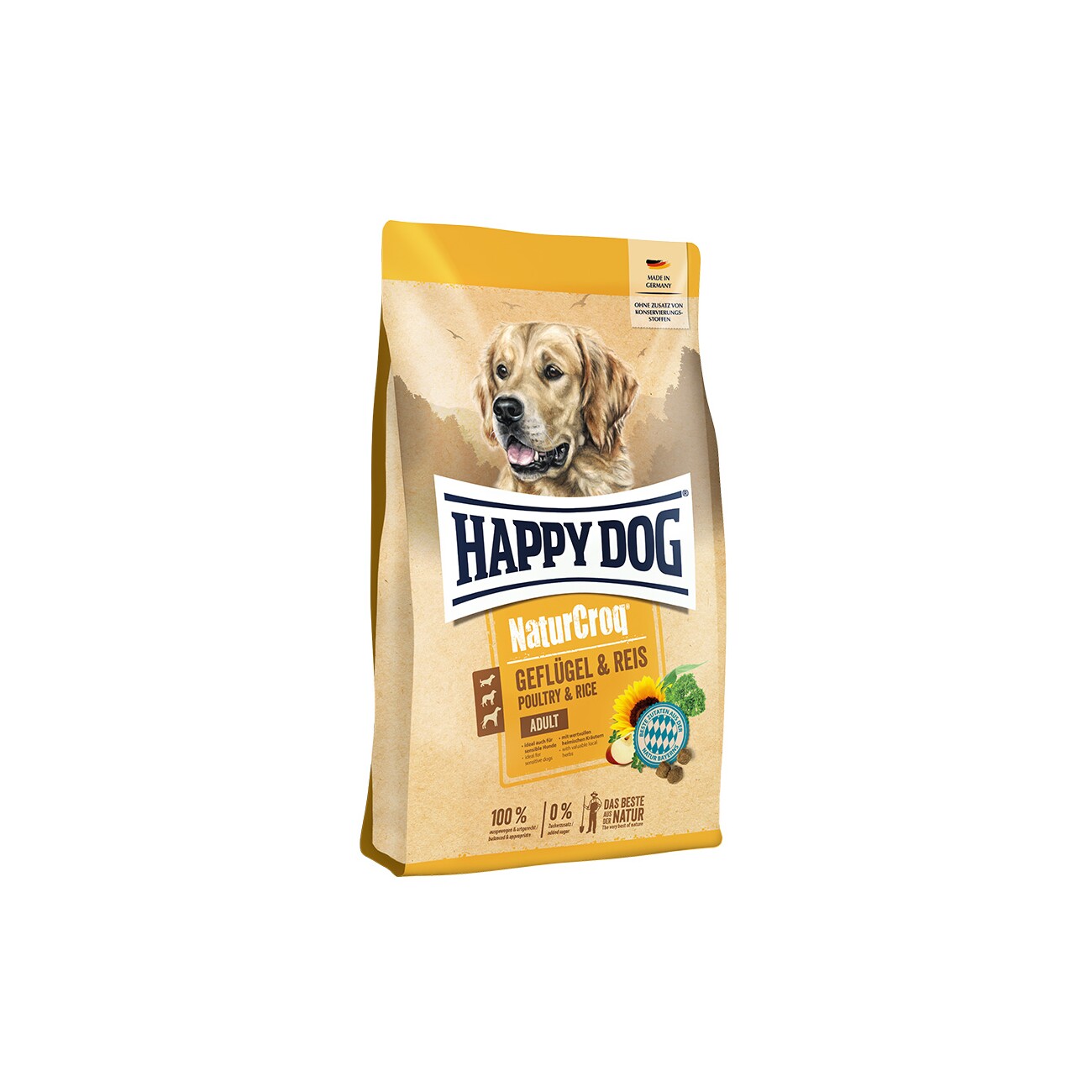 HAPPY DOG NaturCroq Trockenfutter Hund Adult, Geflügel & Reis 4 kg