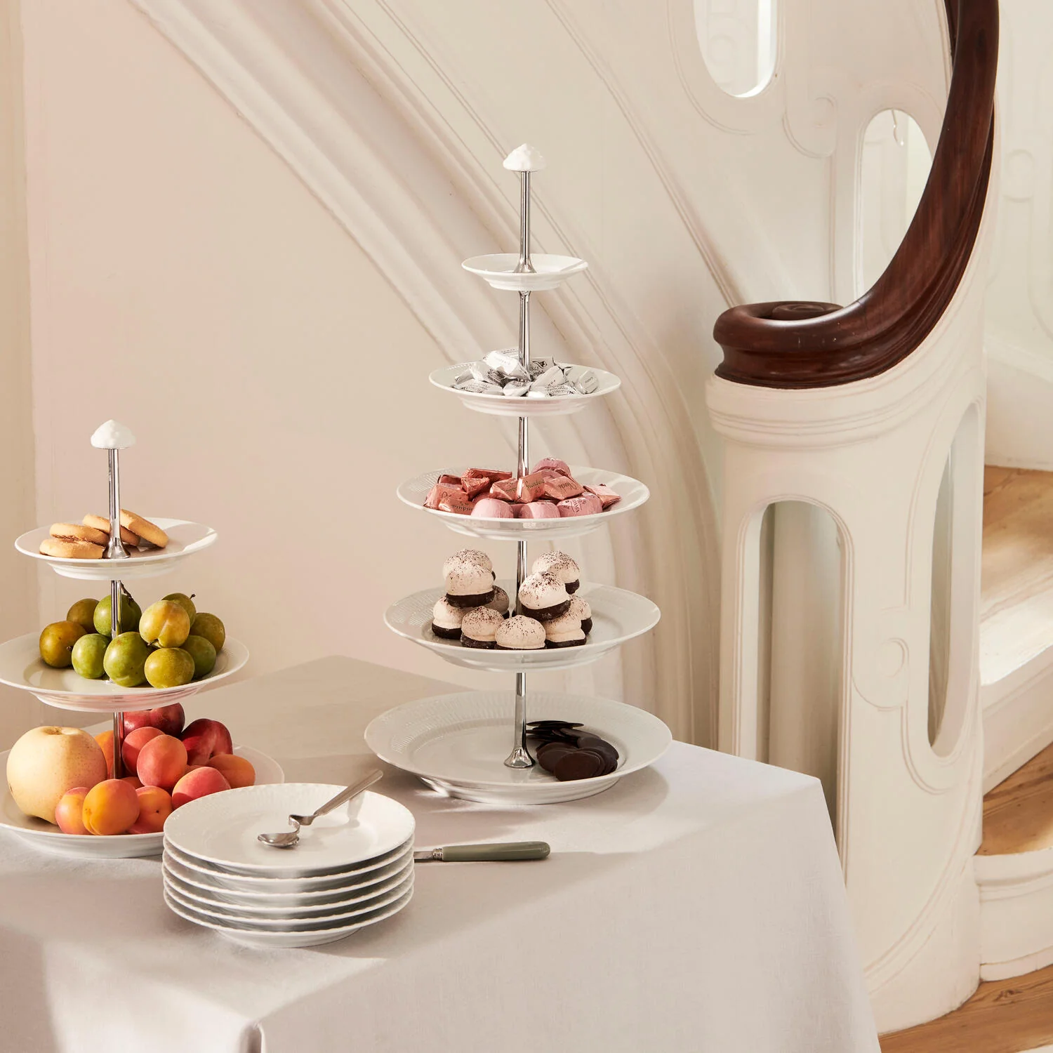 Royal Copenhagen  Hvid Riflet etagere - 5 Lag