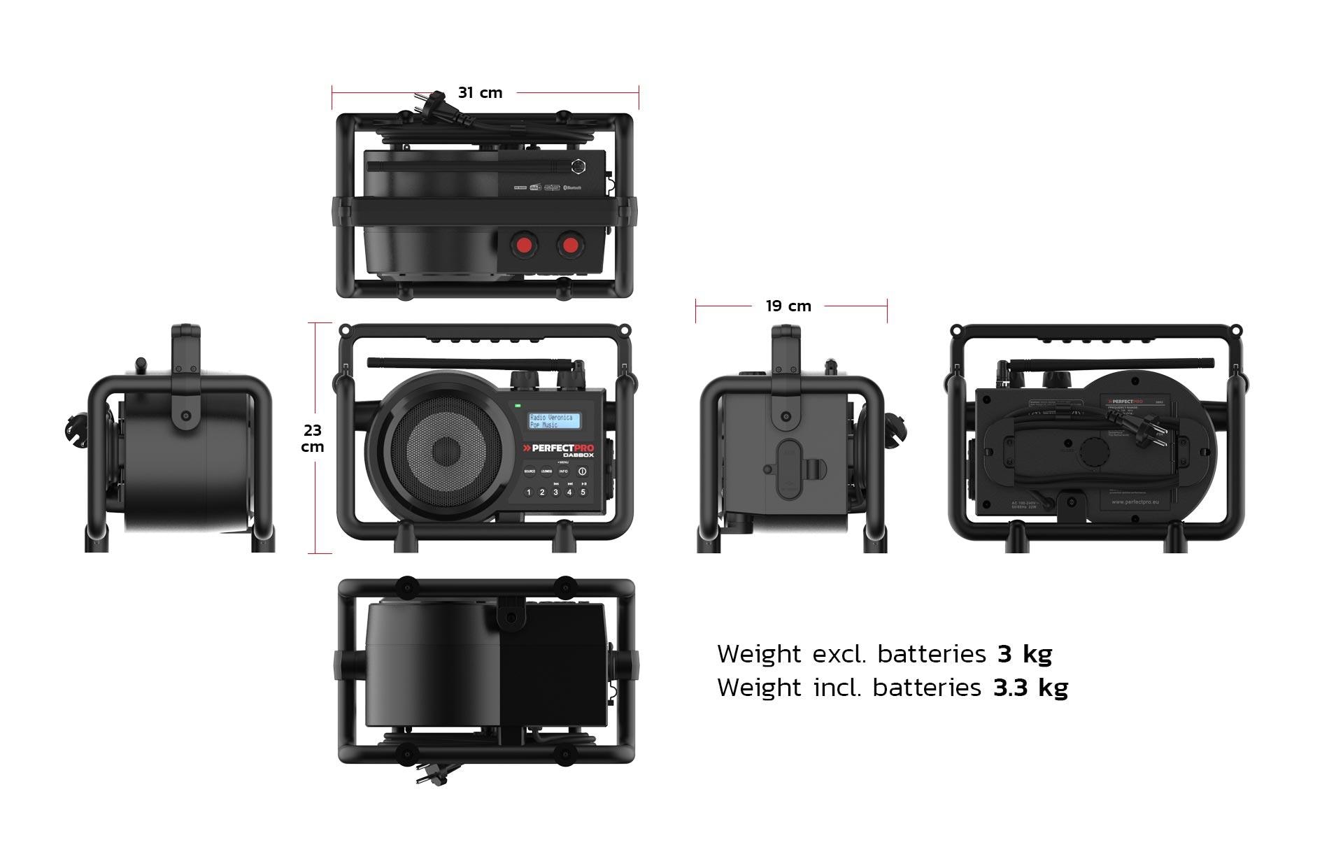 Baustellenradio DABBOX Schwarz<br>Der Klassiker: Warmer Klang aus einem extra grossen 5-Zoll-Lautsprecher, verfügt über modernste Technik