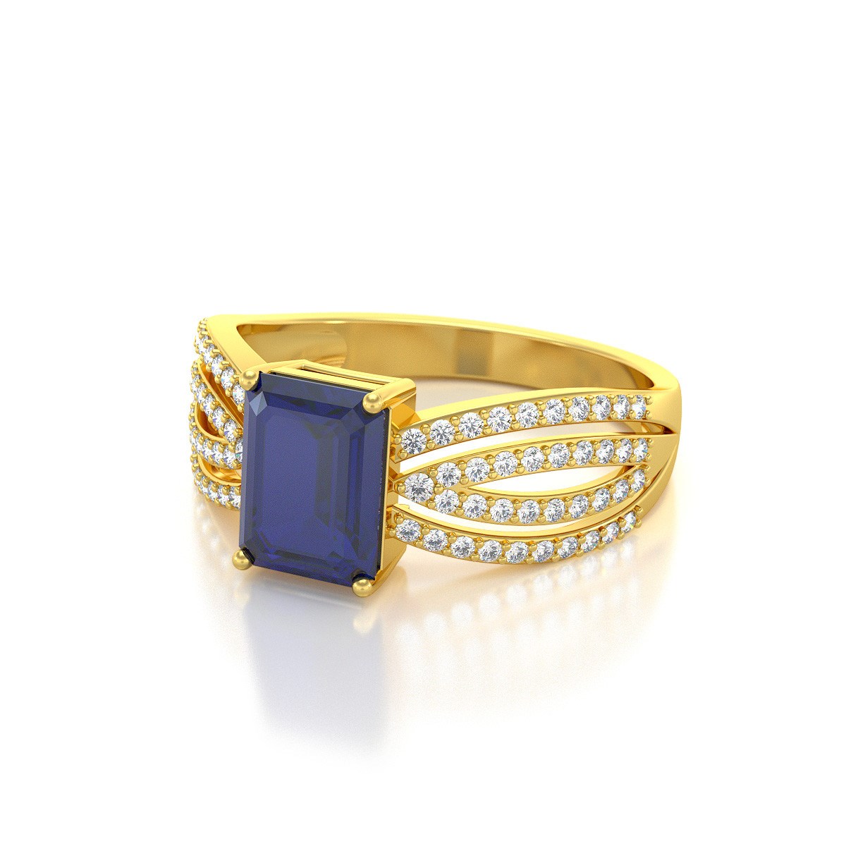 Bague ADEN Or 585 Jaune Saphir et diamants 2.97grs