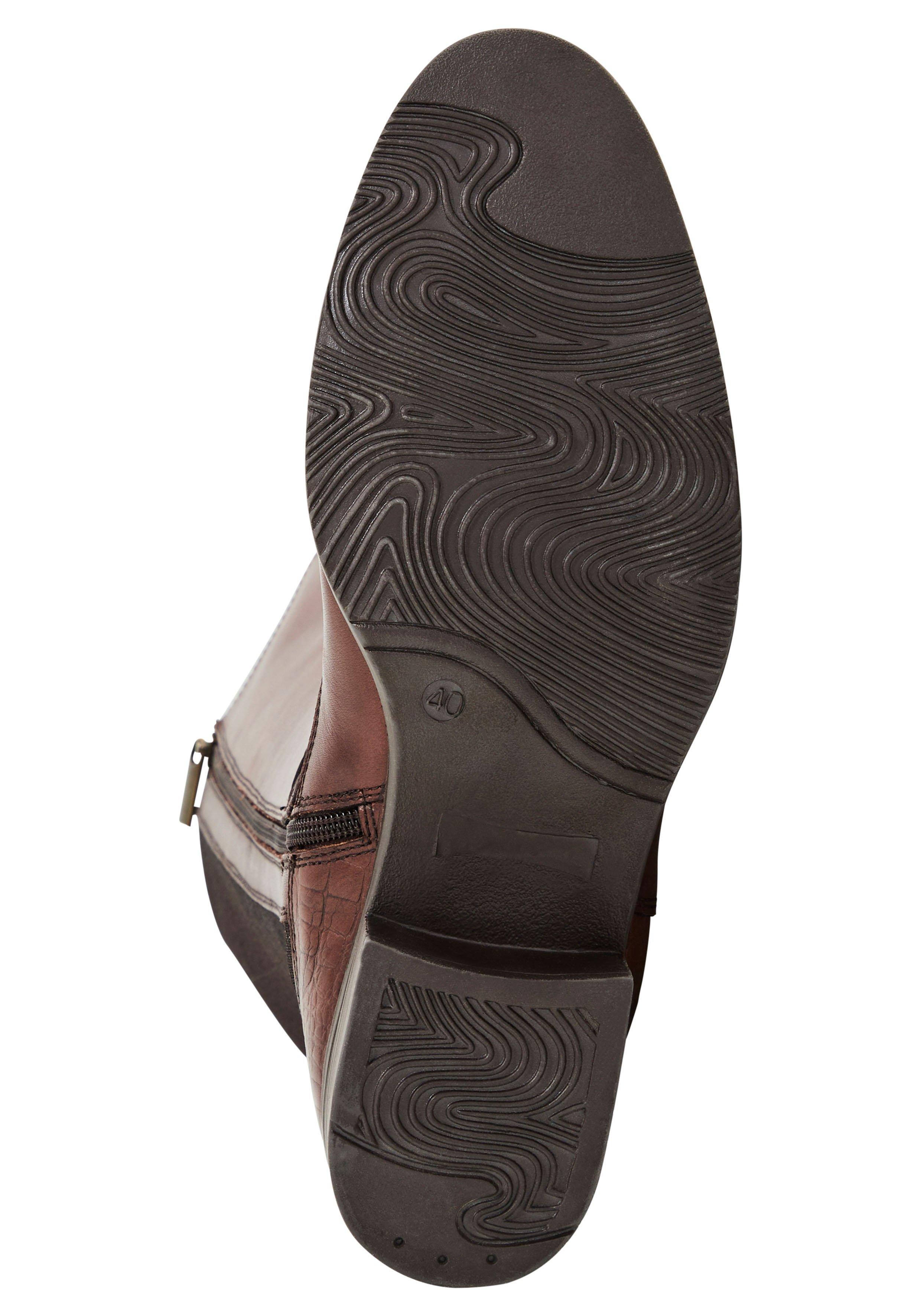 Weitschaftstiefel aus Leder, mit Zierschnalle