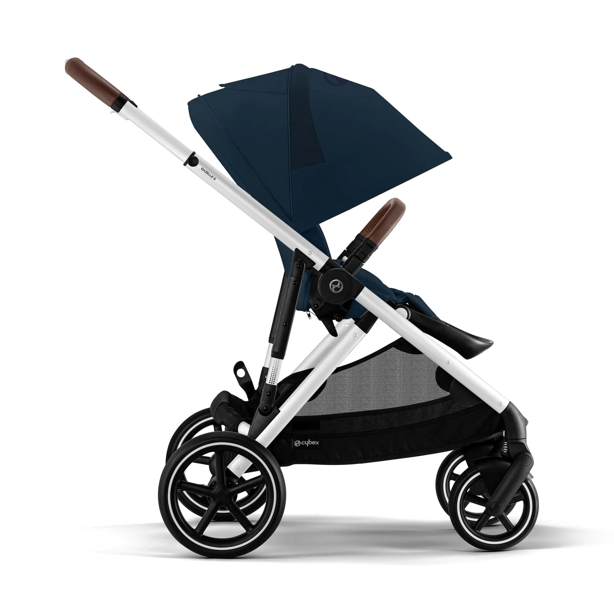 Cybex Poussette Double Gazelle S 2 – Châssis argent  Nacelle Bleu Océan