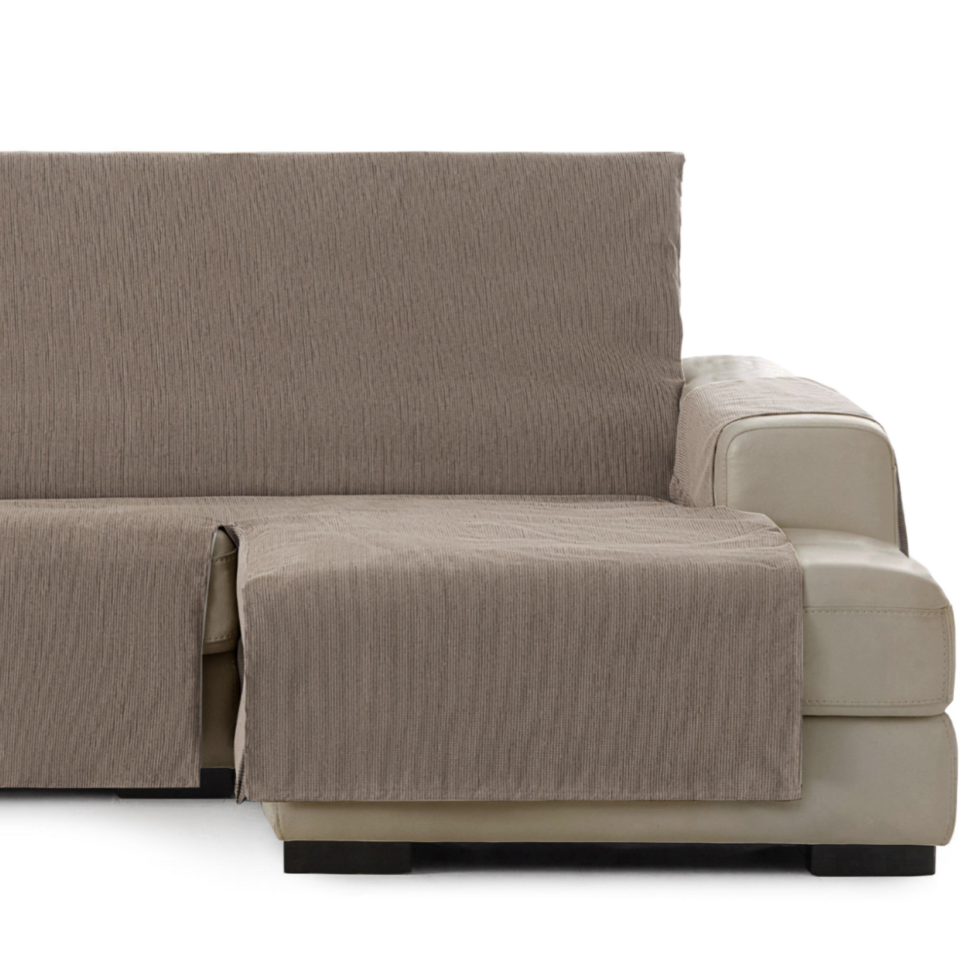 Capa protetora Vipalia para chaise longue, capa lisa de chenille para sofá, design elegante, cor vison, chaise longue longa direita para cães.