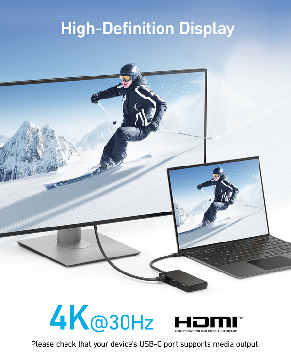 Anker - 332 USB-C Hub - 5-i-1, 4K HDMI - Sort