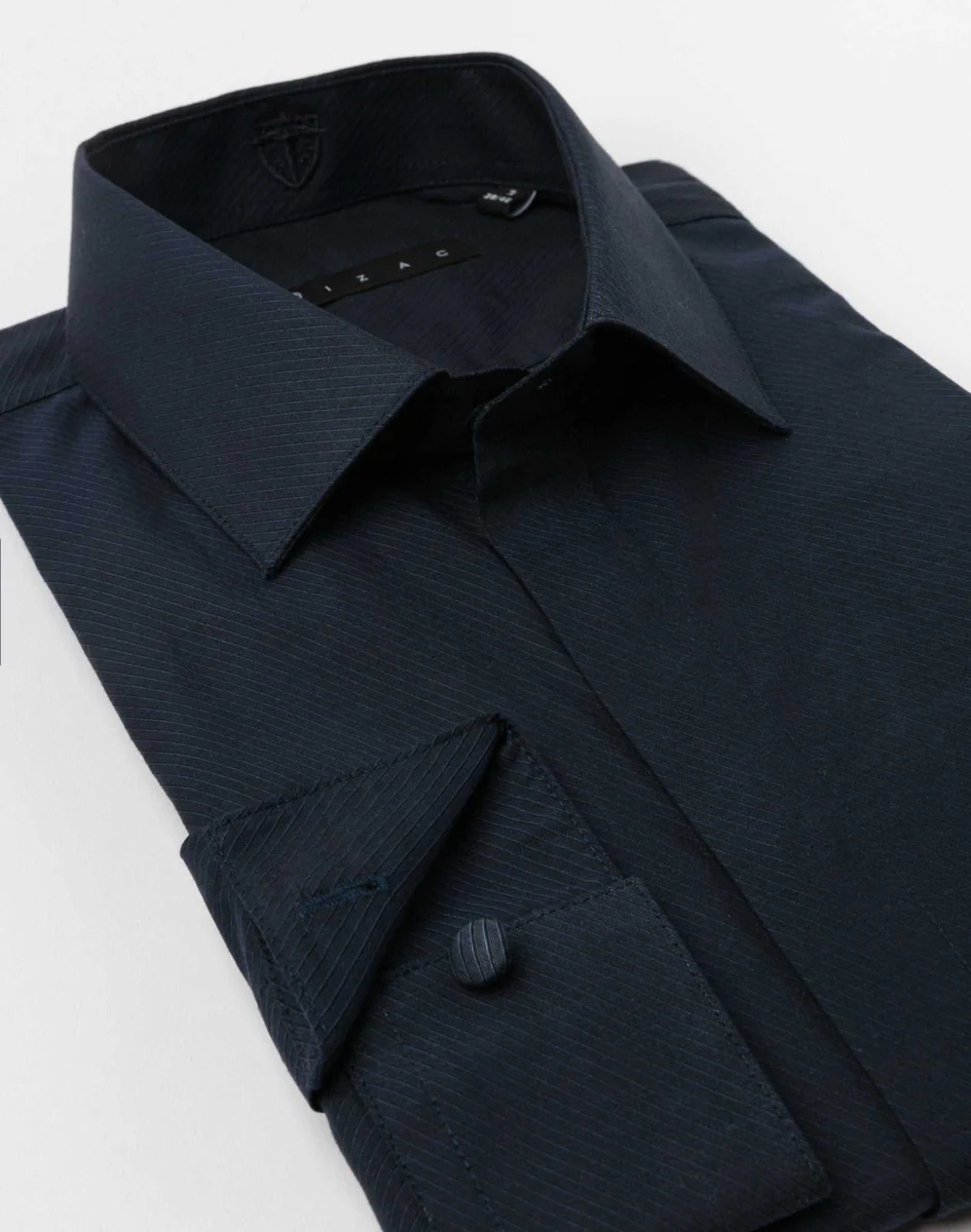 Chemise unie coton marine