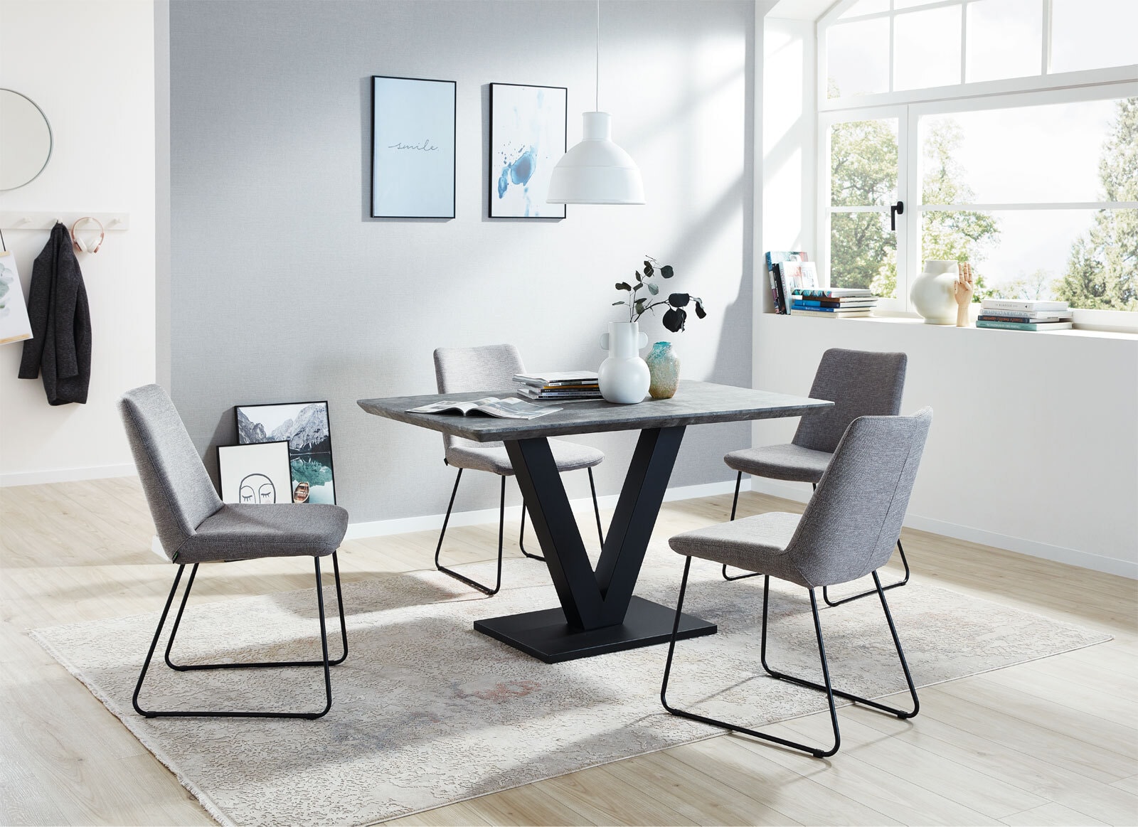 CASAVANTI Esstisch MIA 135 x 80 cm Metall/Zement-Optik