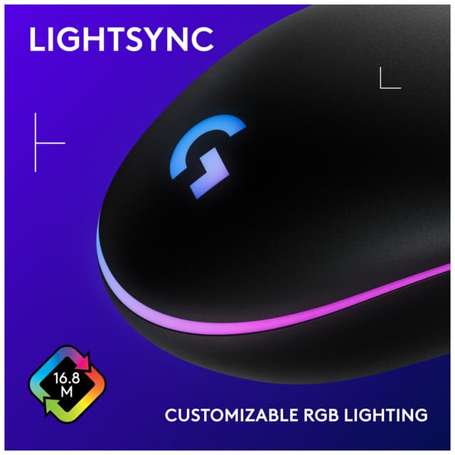 Logitech G203 Lightsync gaming mus (sort)