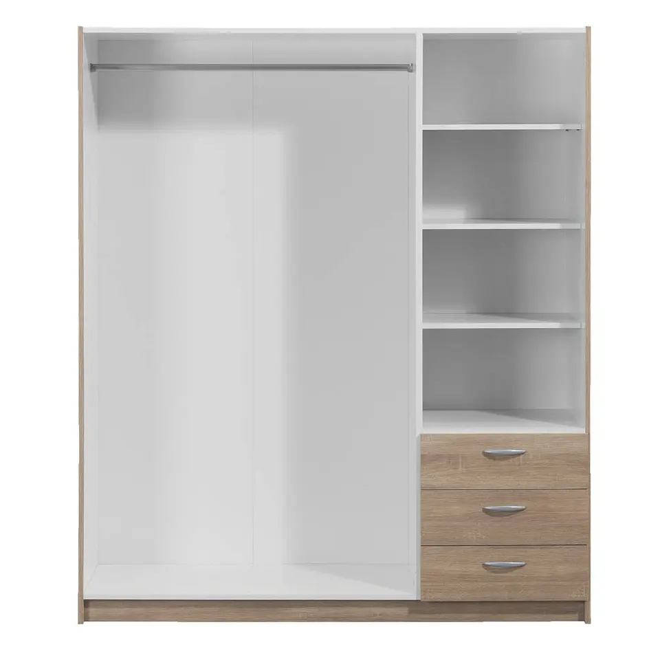Kledingkast Varia 3-deurs inclusief spiegel - licht eiken - 175x146x50 cm