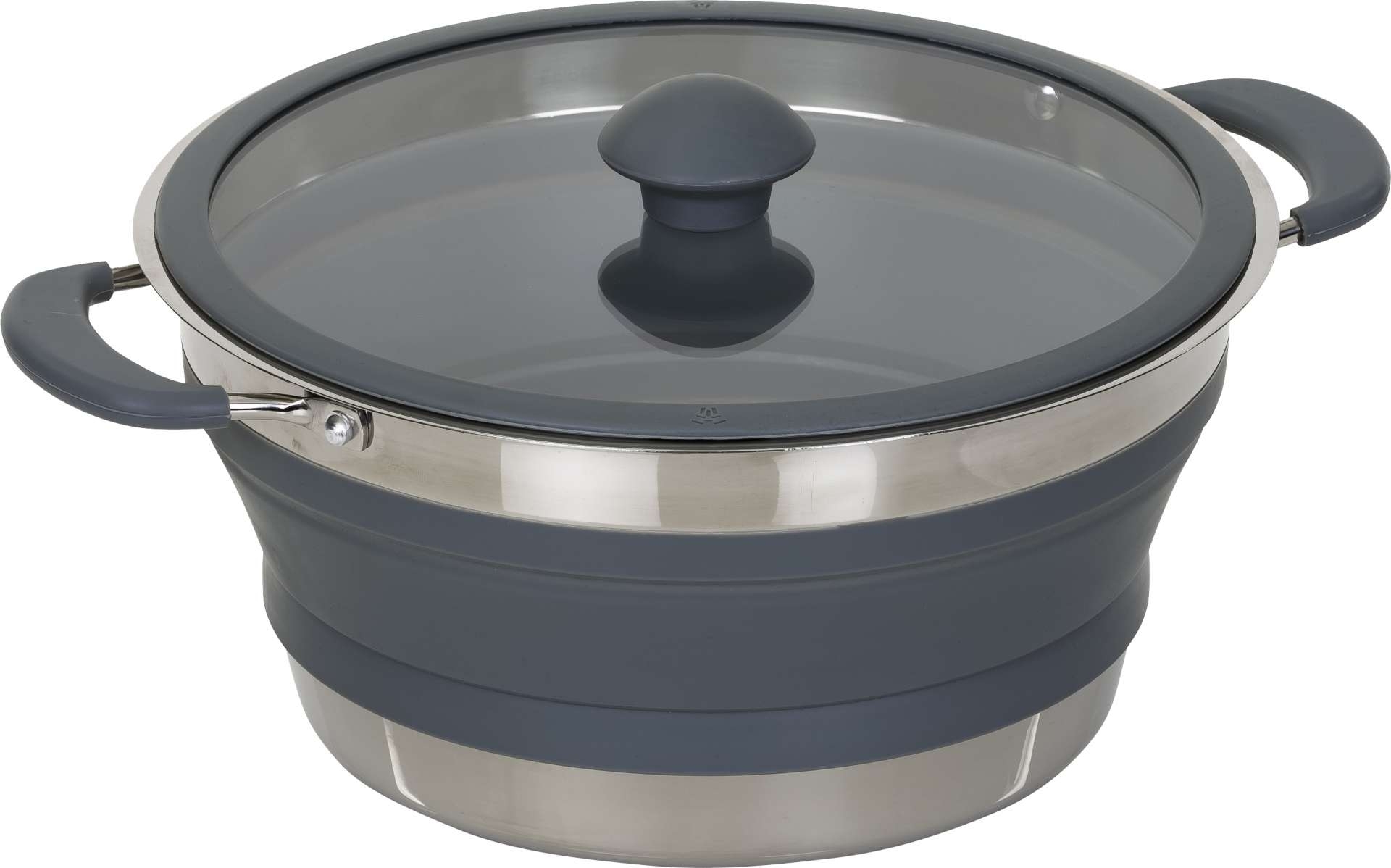 Berger Edelstahl Falt-Topf 3,5 Liter grau gefaltet 6 cm hoch