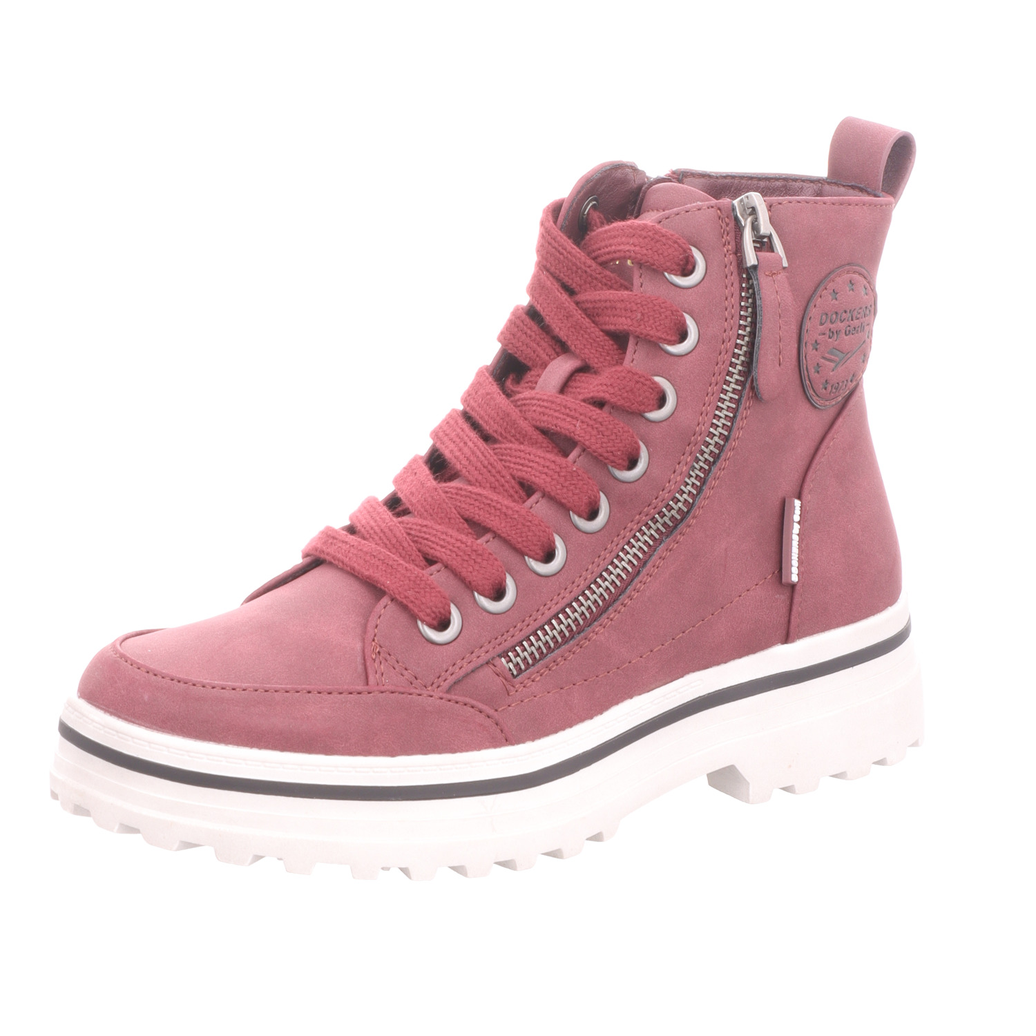 Dockers Damen-Schnürstiefelette Dunkel-Rot-Weiß