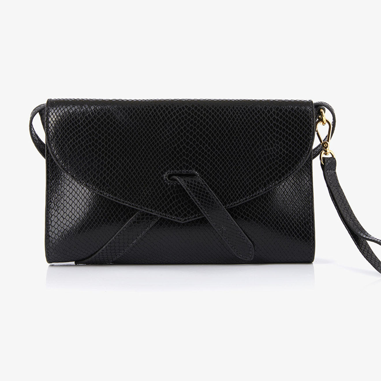 Mellow Yellow Pochette en Cuir Jeanne noire - 27x17 cm