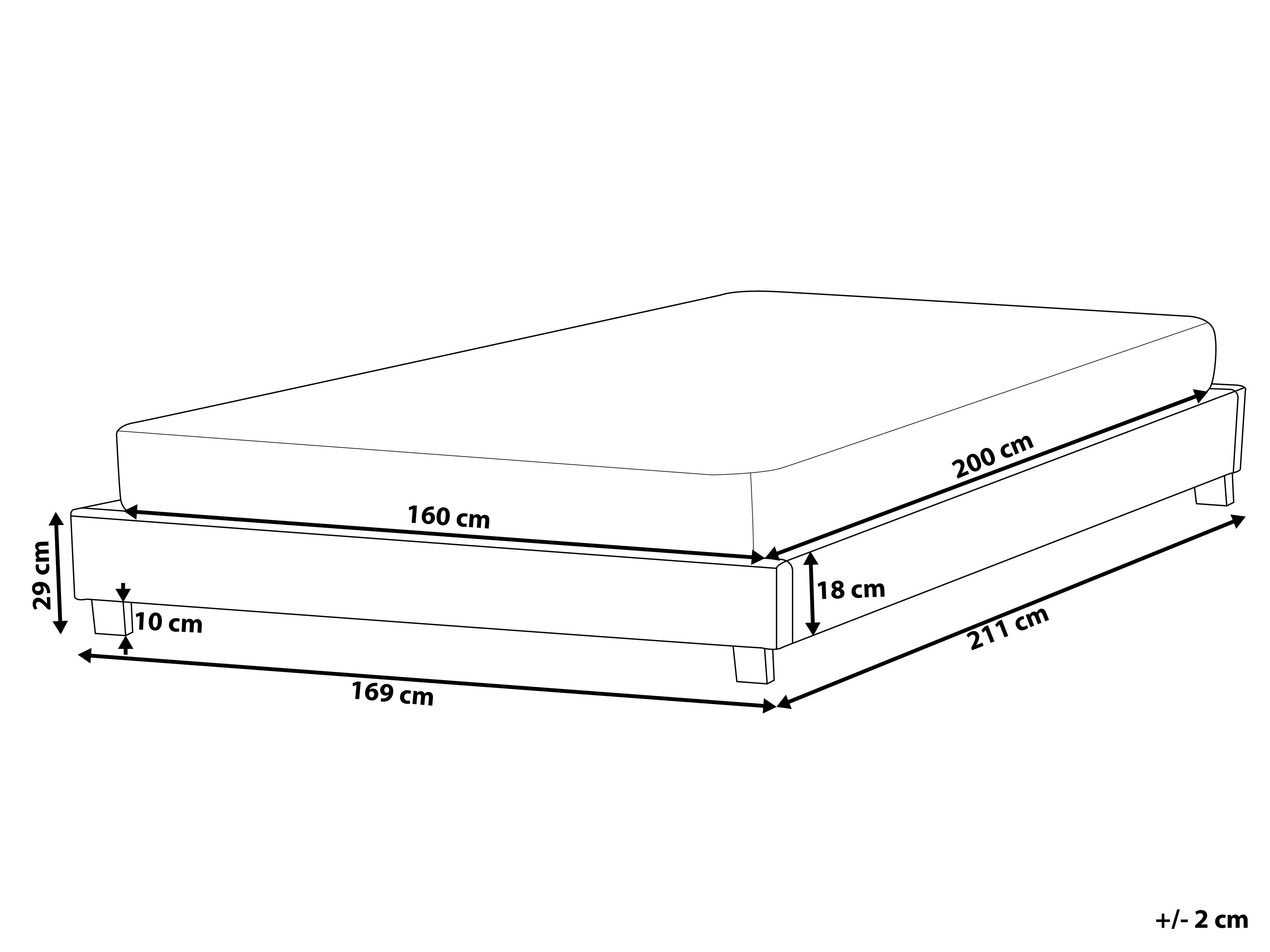 Bed zonder hoofdbord Stof ROANNE 160 x 200 cm Grijs