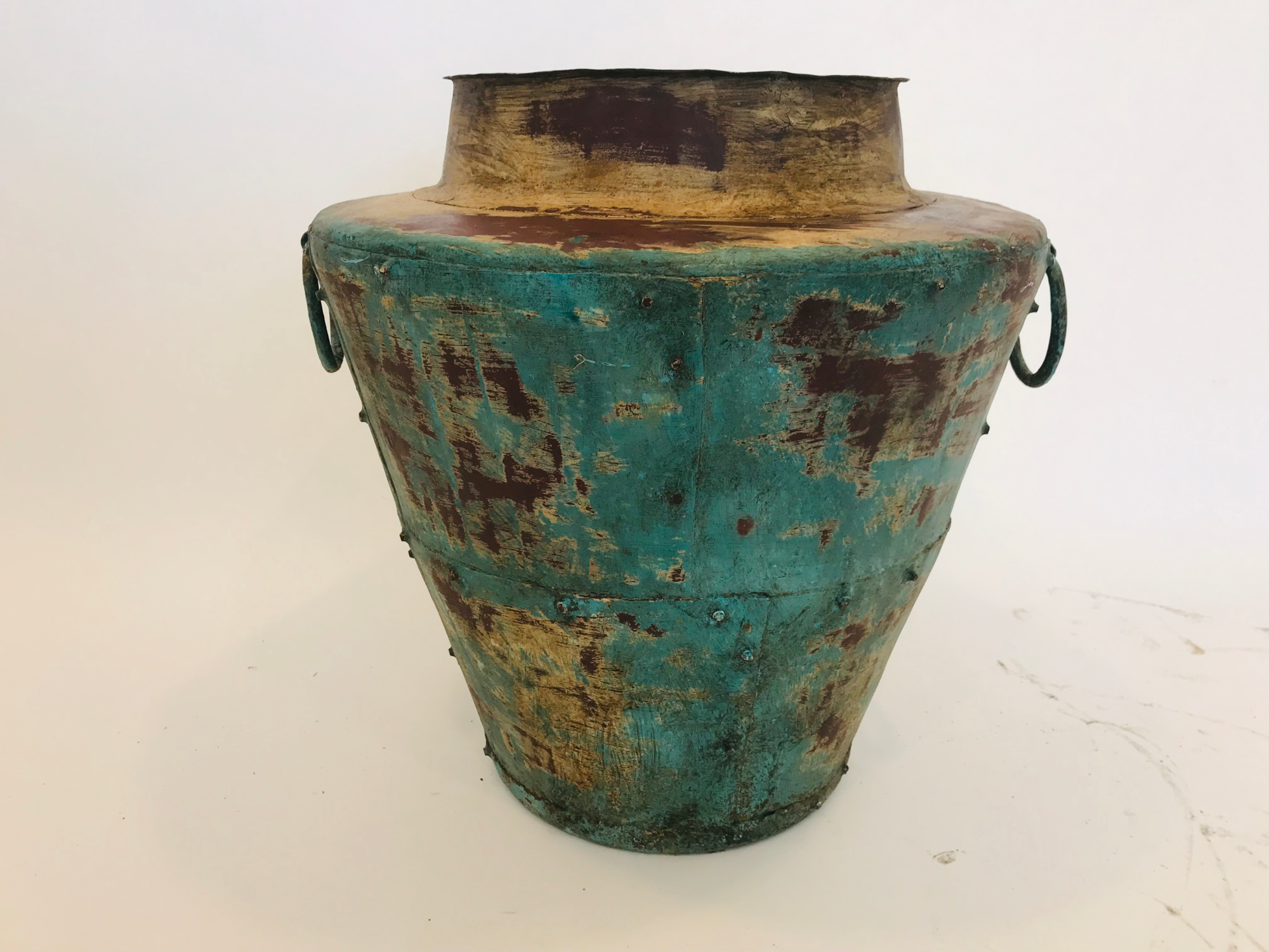 Iron vase pot turq. H45cm