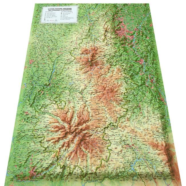 3D MAP - RELIEF PNR VOLCANS AUVERGNE 61X41