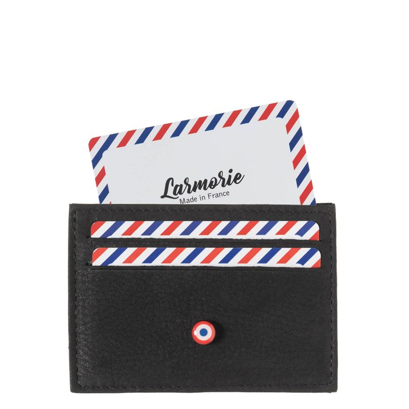 Porte-cartes Georges en cuir Marin-Nubuck Noir c'est Noir