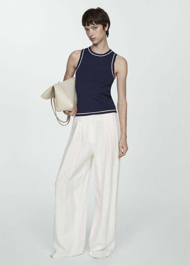 MANGO Knitted top with contrasting finish Navy