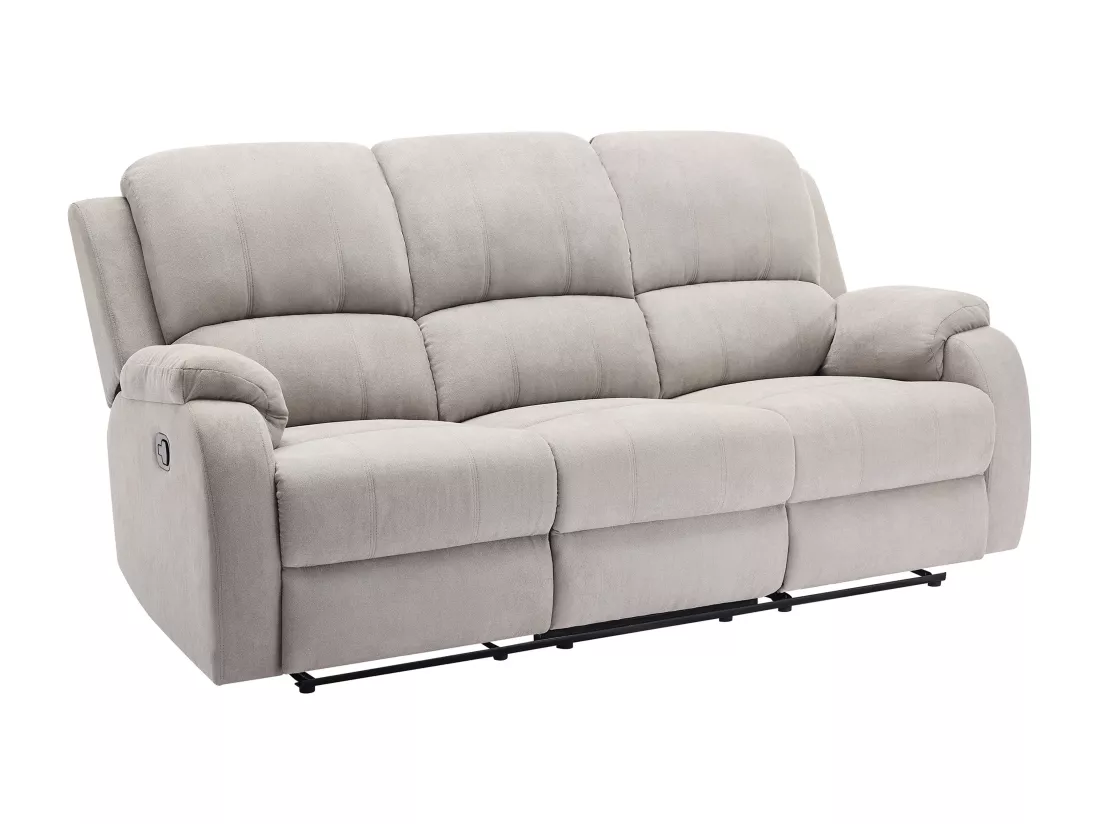 Canapé 3 places, 2 places et fauteuil relax en microfibre gris clair BRODY