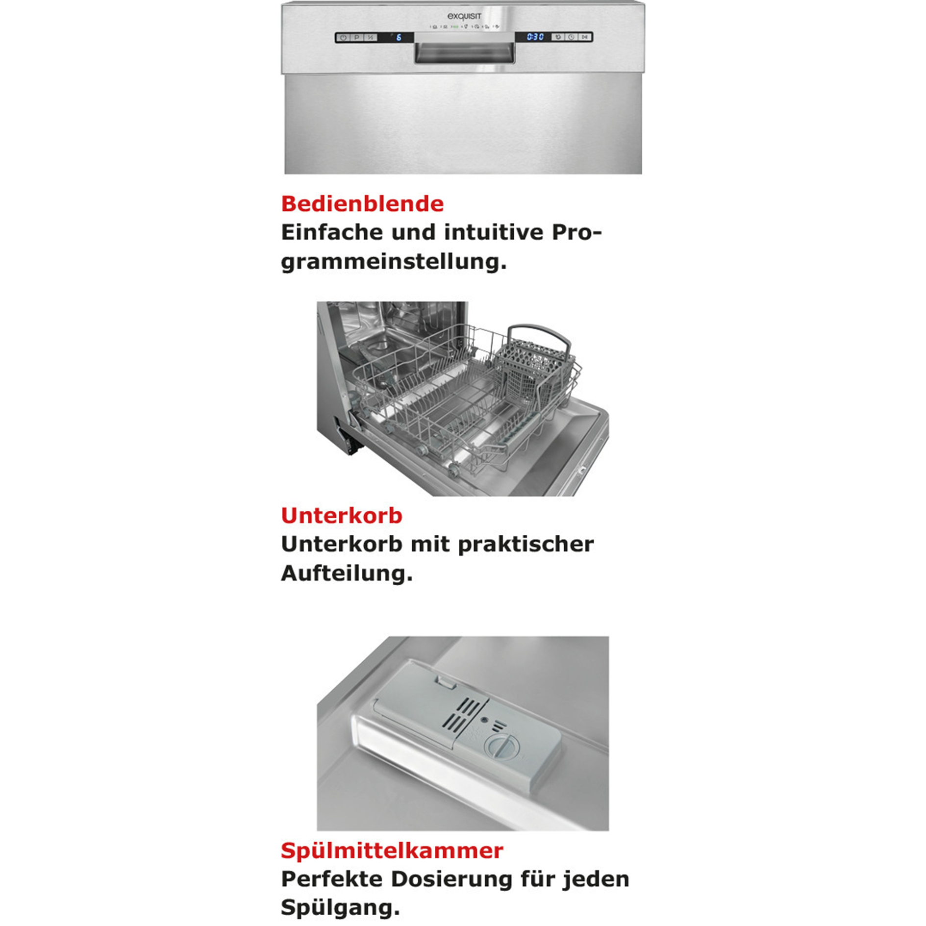 EXQUISIT Einbau-Geschirrspüler EGSP 9313-EF-030 - Inox - E