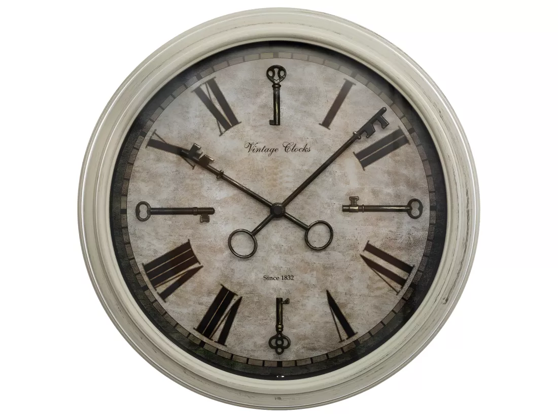 Pendule murale Aiguilles en forme de Clef D 39 cm