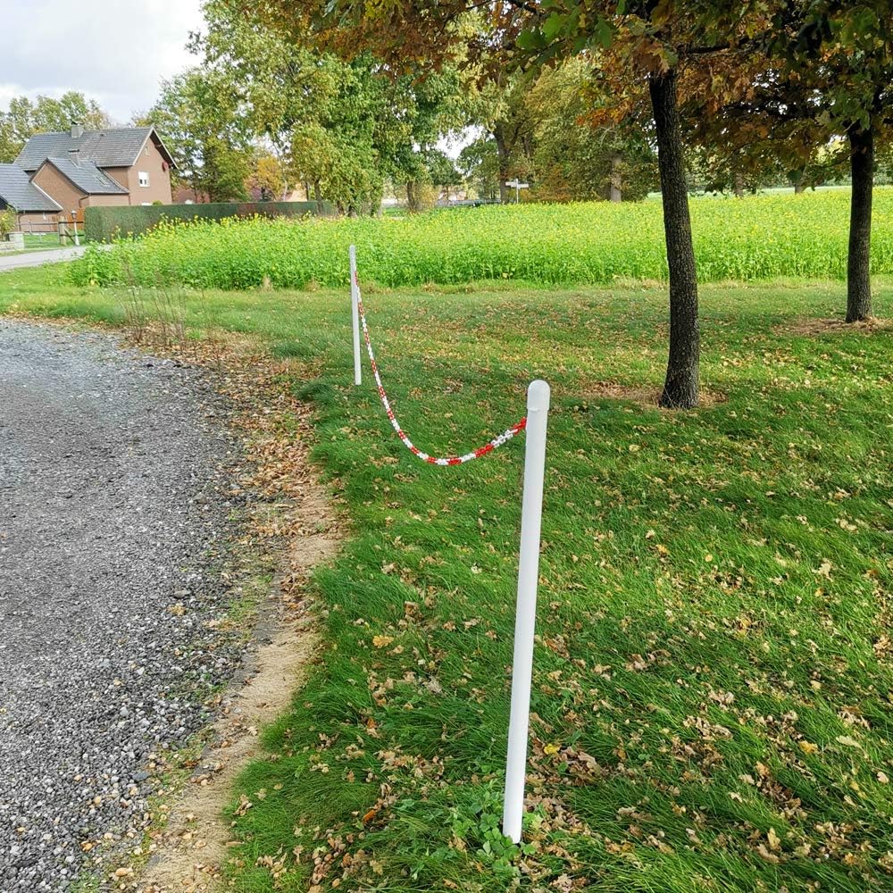 UVV inrijpaal - kettingpaal, wit kunststof + kettingogen / zonder