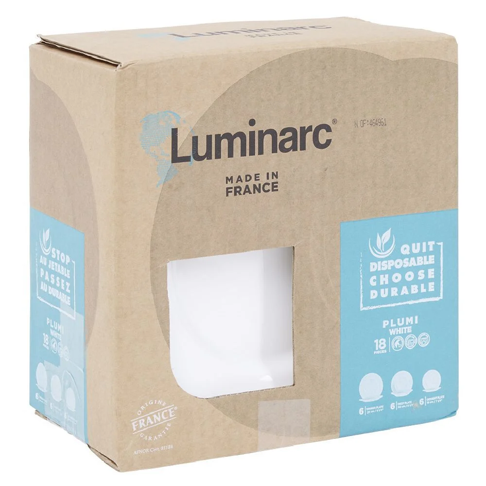 Service vaisselle Luminarc verre blanc 18 pièces