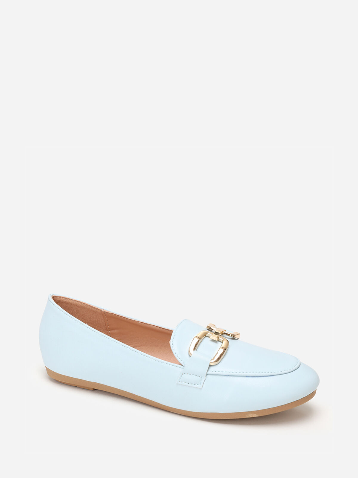 Mocassins plats à double boucles- Bleu