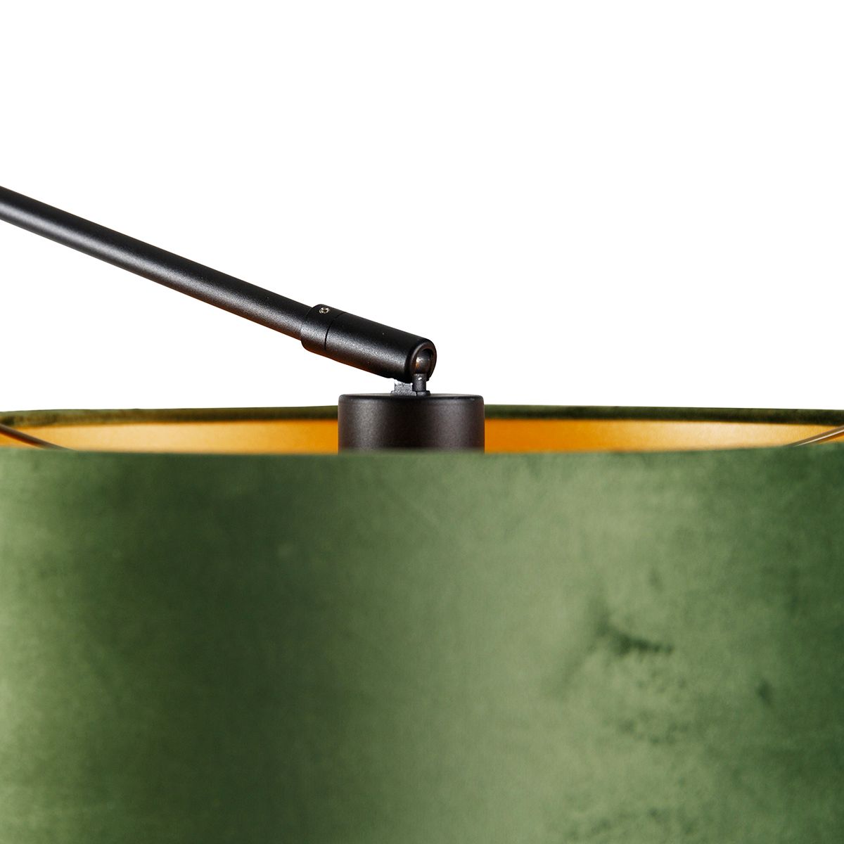 Wandlamp zwart met velours kap groen 35 cm verstelbaar - Blitz