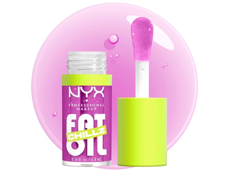 NYX Professional Makeup Lip Gloss Fat Oil Chillz Strawberry Veganer Lip Gloss für 12 Stunden volle und gepflegte Lippen