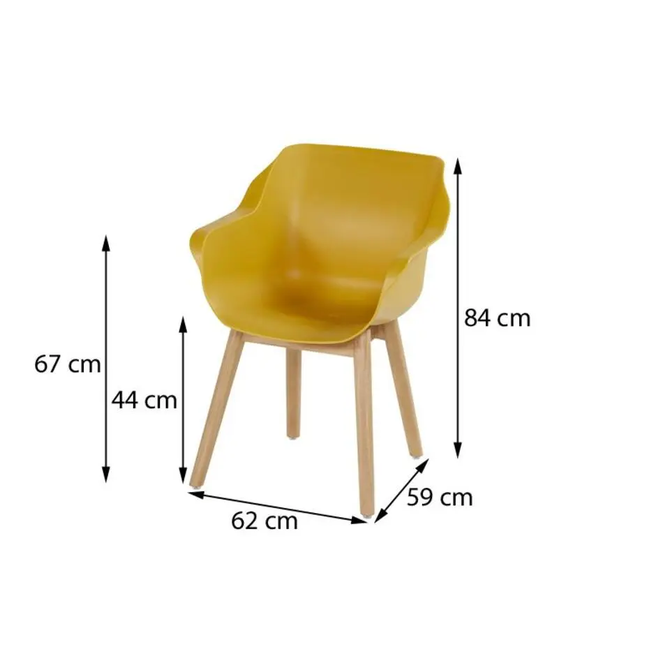 Set van 2- Hartman Sophie Studio diningstoel- Curry Yellow- Teak poot