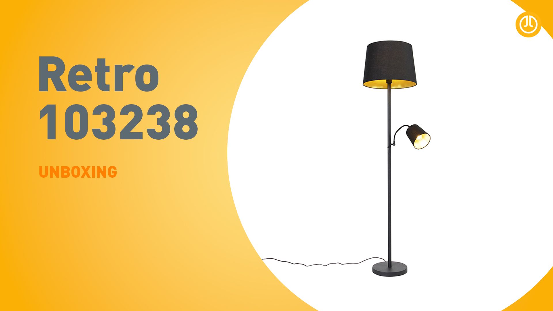 Klassieke vloerlamp zwart met goud en leeslampje - Retro