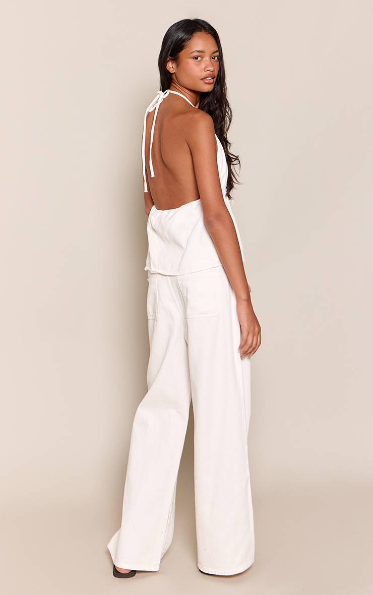 Blanc Jean Droit Taille Mi-haute