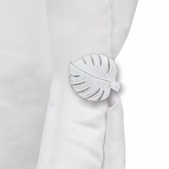 Lot de 2 pinces rideau Acapulco Blanc et or