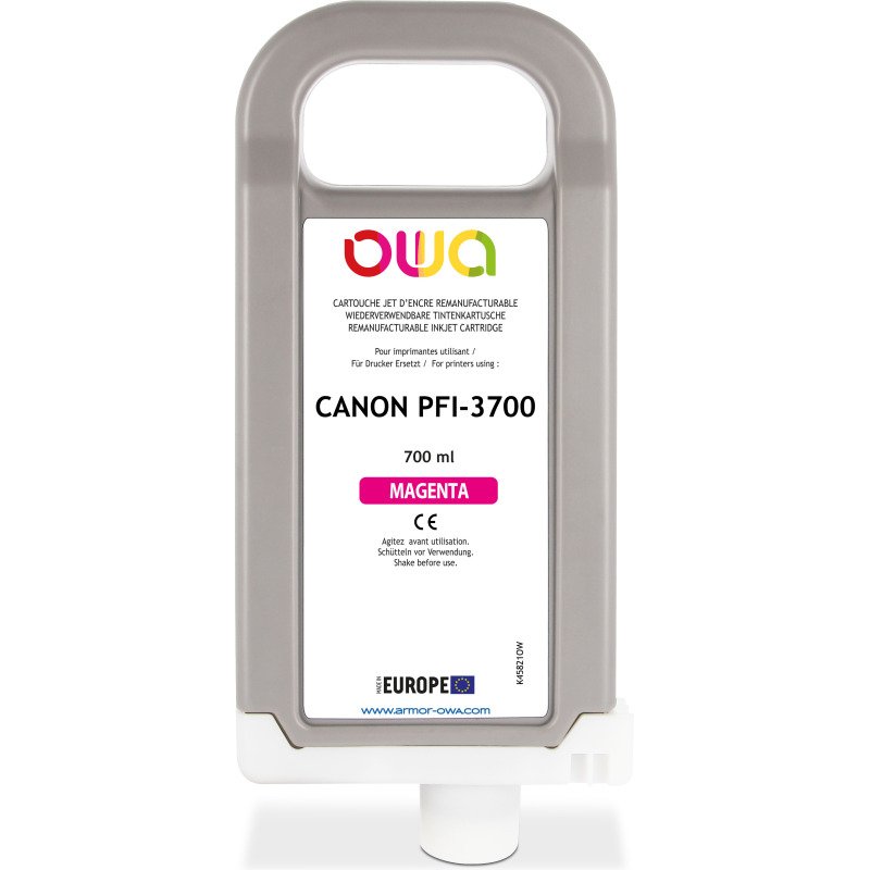 Cartouche d'encre traceur remanufacturable OWA - standard - Magenta - pour CANON PFI-3700 M