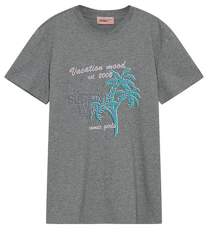 Designers Remix T-Shirt - Brixton - Grey Melange m. Print