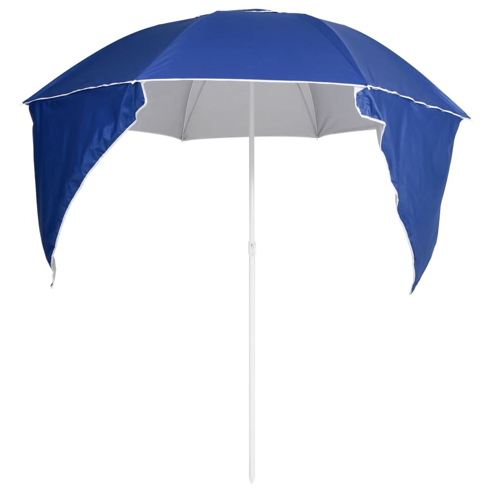 Parasol mobilier de jardin de plage avec parois latérales 215 cm bleu