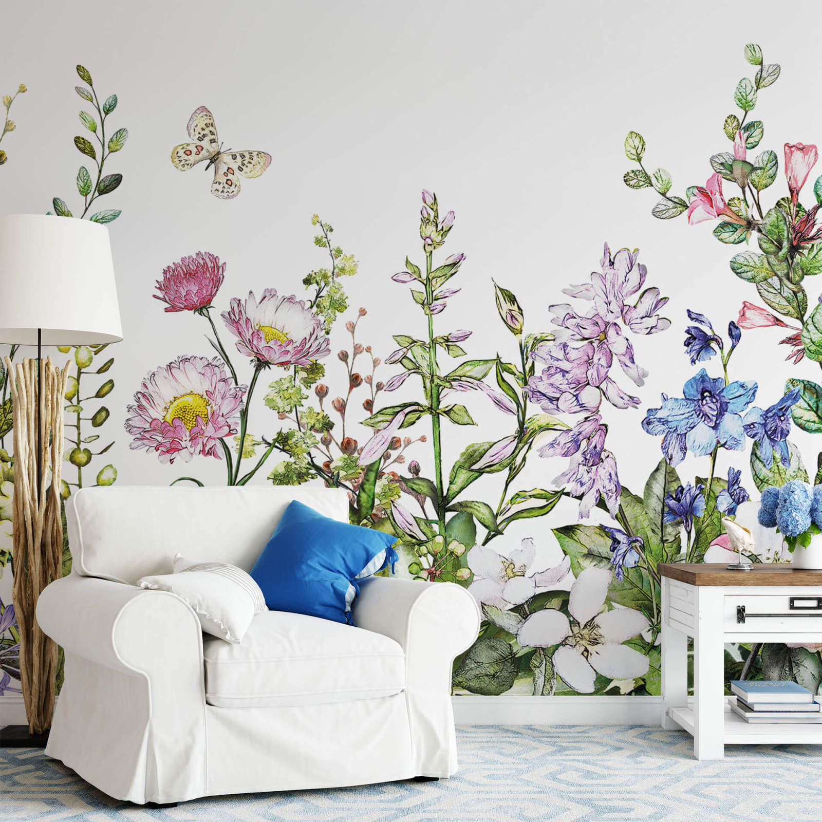 Fototapete DESIGNWALLS 2.0 - bunt-grün - Blumen - 2,6 Meter
