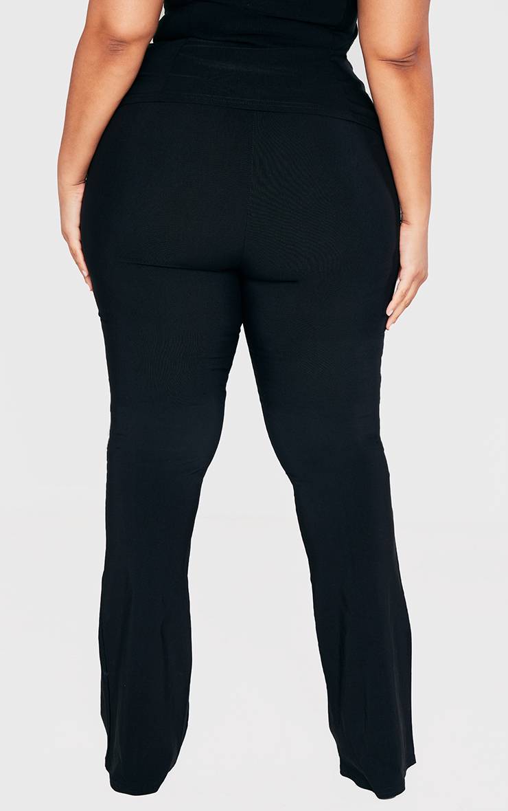 Noir Pantalon Grande Taille À Jambe Évasée En Tissu Extensible