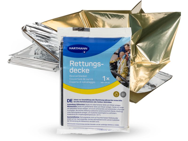 Hartmann Rettungsdecke 160 x 210 cm Erste Hilfe Rettungsdecke, Hitze- und Kälteschutz