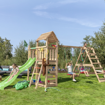 Speeltoestel Jungle Gym Safari douglas met glijbaan groen en 2-klimrek module
