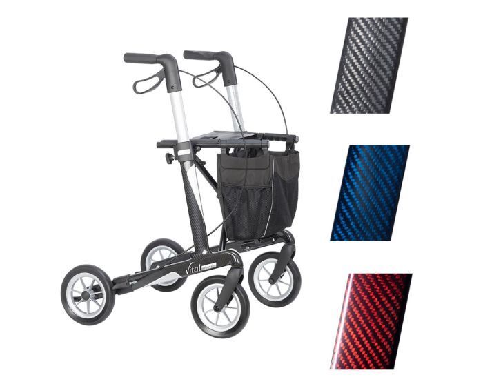 Russka Rollator Vital carbon 62 rubinrot