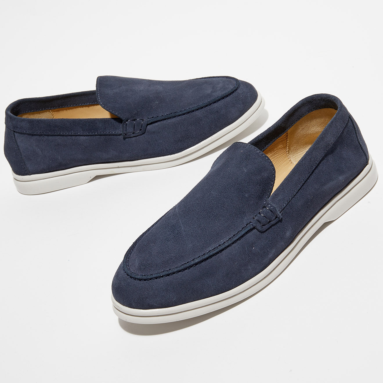 Loafers Mocassins en Velours de Cuir Alice marine