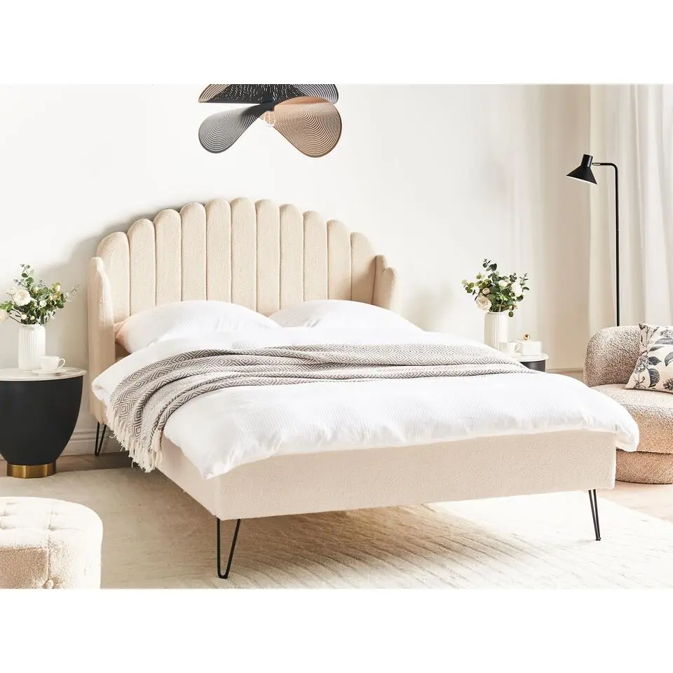 AMBILLOU - Tweepersoonsbed - Beige - 140 x 200 cm - Bouclé