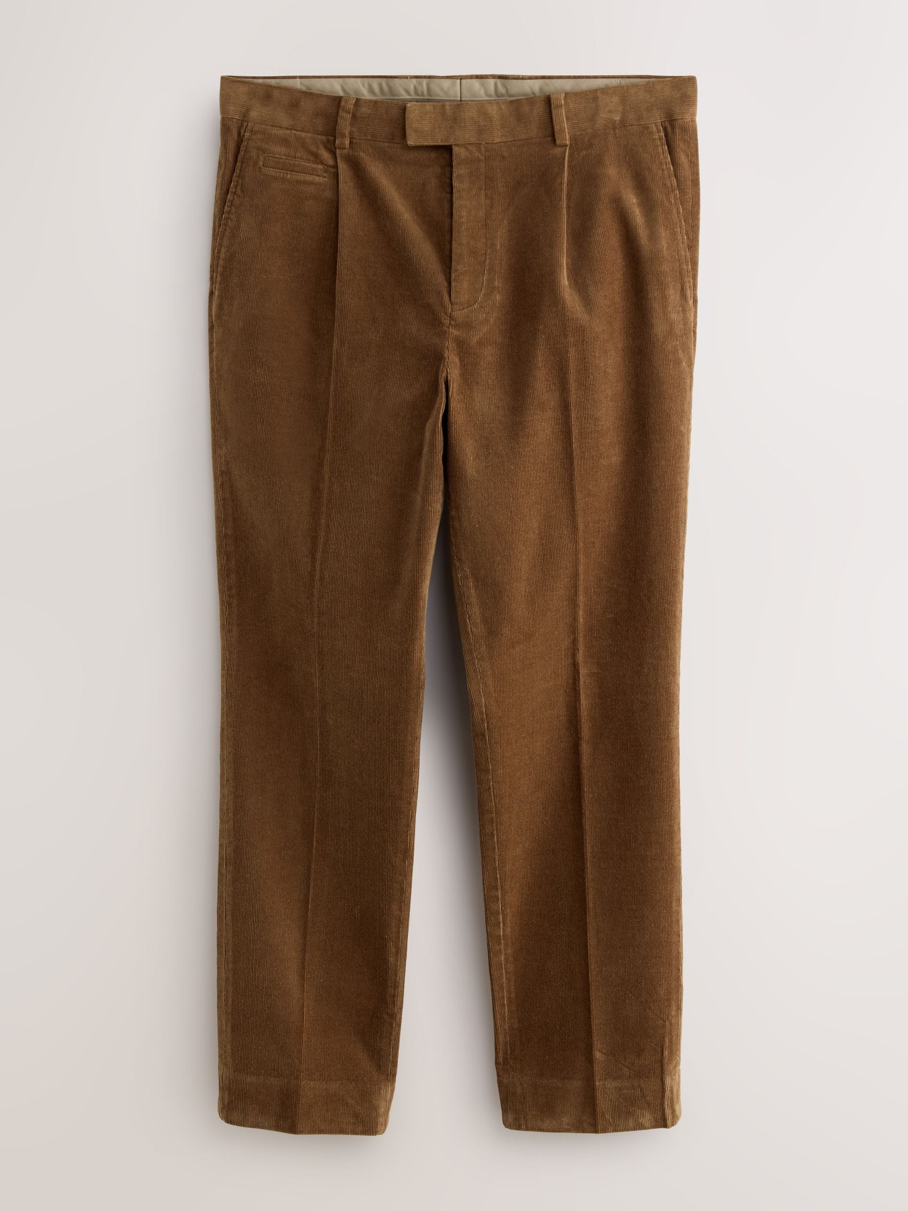 Lichtbruin - Straight Fit Smart Cotton Rich Cord Trousers