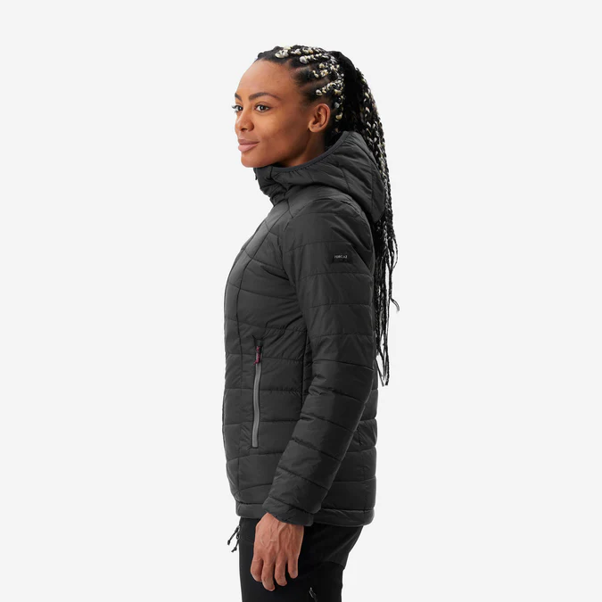 Decathlon Forclaz - Jaqueta acolchoada feminina Forclaz para mochilão em montanha com capuz - MT100 23°F