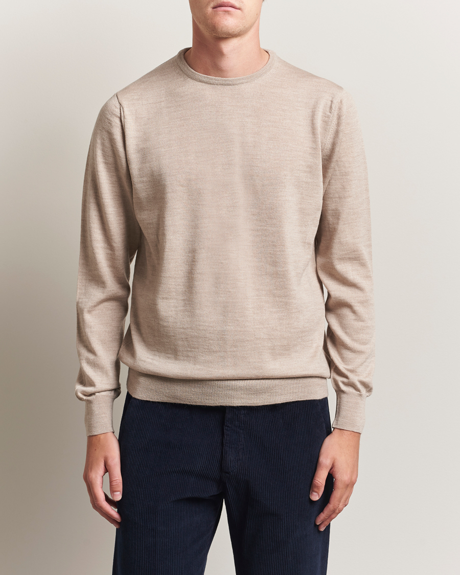 Morgano Extra Fine Merino Wool Crewneck Beige